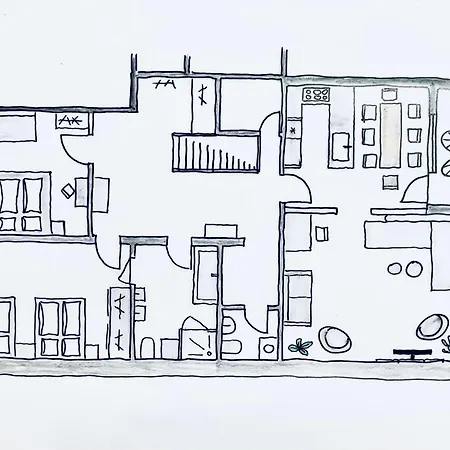 130m2 Loft - Balkon, Smart Tv, Badewanne, Kaffee Apartment