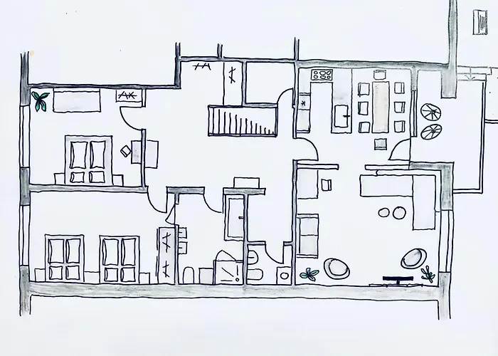 130m2 Loft - Balkon, Smart Tv, Badewanne, Kaffee Lägenhet